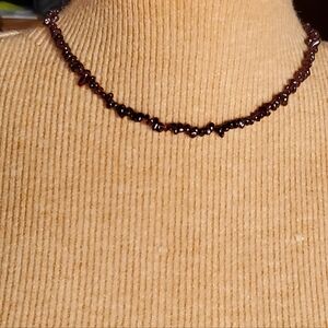 Vtg. Polished Garnet Nuggets Necklace